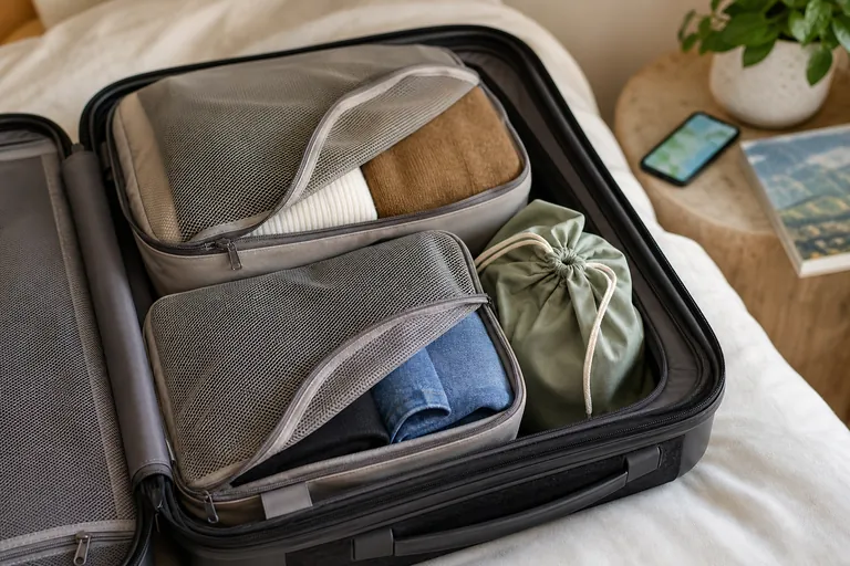 BAGSMART Compression Packing Cubes travel gear scene