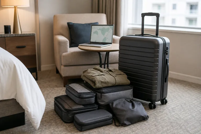 LEVEL8 Carry-On Luggage travel gear scene