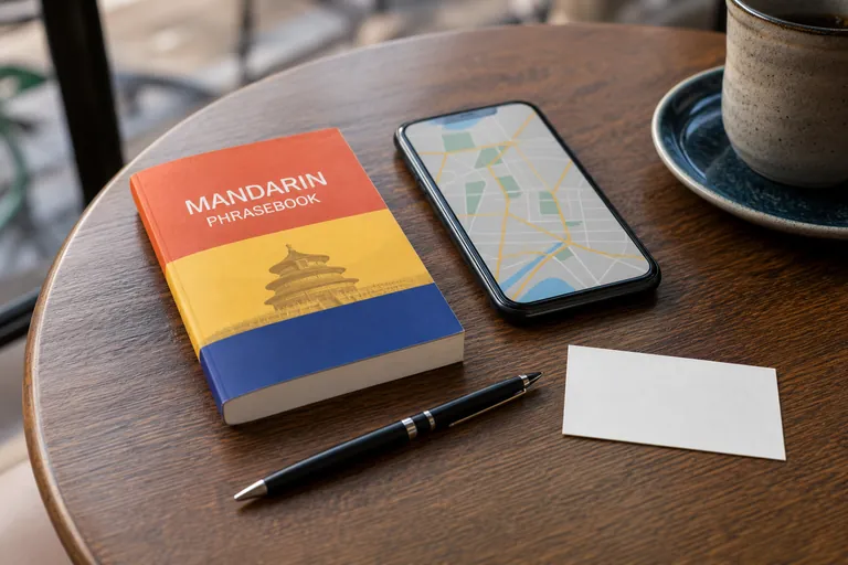 Mandarin Phrasebook travel gear scene